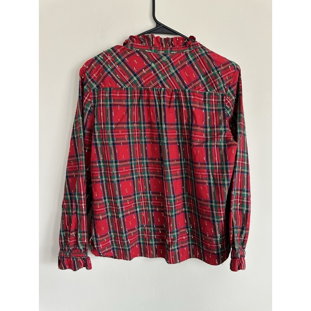 Talbots Solstice Metallic Button Down Medium Petite Stewart Tartan Scottish Twee - Picture 9 of 12